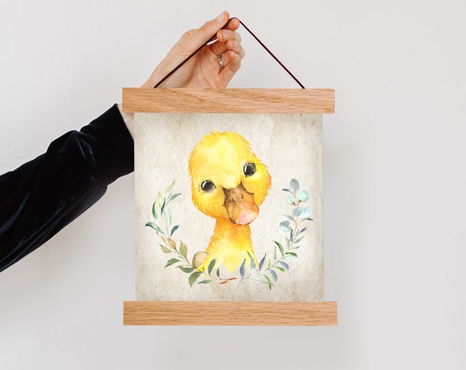 Baby Farm Duck- Small Square Hanging Canvas- Spring Gallery Wall- Baby Nursery Print