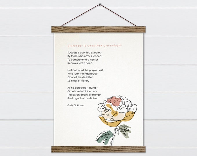 Line Peony Watercolor with Poem Wall Hanging - Farmhouse Peony Word Art -