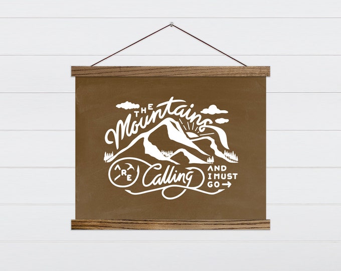 The Mountains are Calling Word Wall Art - Farmhouse Nature Word Wall Art