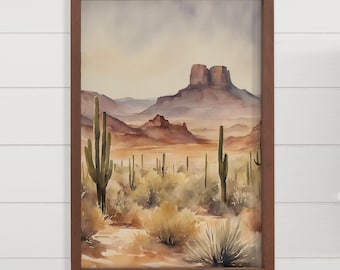 Arizona Desert Landscape - Landscape Canvas Art - Wood Frame