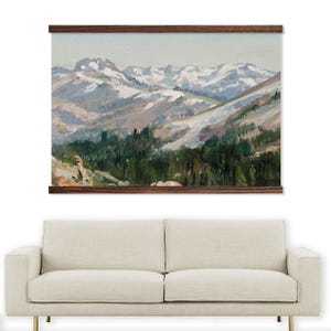 Painting of the Mountains - Living Room Large Canvas Wall Art - First Snow in the Mountains