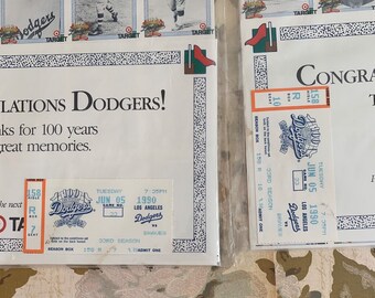 1990 Dodgers Target Baseball Cards set WITH Ticket Stub vs Braves Jun 05 game.