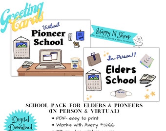 Elder & Pioneer School Pack | Digital Downloads | Quarter Fold Cards | 4 Designs | Free Gift
