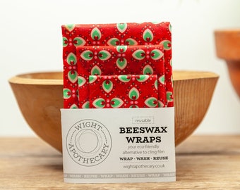 Beeswax wraps starter pack of 3, Reusable sandwich wrap, Beeswax Clingfilm, Zero waste, Eco friendly wrap, Beeswax cloth, Eco friendly gift