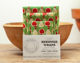 Beeswax wraps starter pack of 3, Reusable sandwich wrap, Beeswax Clingfilm, Zero waste, Eco friendly wrap, Beeswax cloth, Eco friendly gift