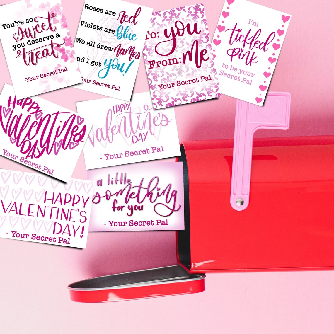 NEW PRINTABLE Secret Pal Gift Tags Valentine Theme Set of 8 2.5x3.5 Tags Instant Download PDF - Etsy