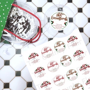PRINTABLE Hot Cocoa Bomb Round Stickers | 1.75” Diameter | Labels | Instant Download PDF/PNG