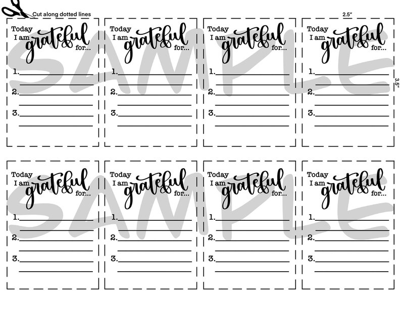 PRINTABLE Gratitude Cards | Today I Am Grateful For... | 2.5x3.5 | Instant Download ...
