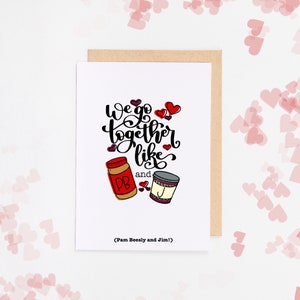 DO DRUKU Walentynkowa/Rocznicowa/Miłosna Karta - Pam Beesly i Jim | 5x7 | Handttered | Natychmiastowe pobranie pliku PDF
