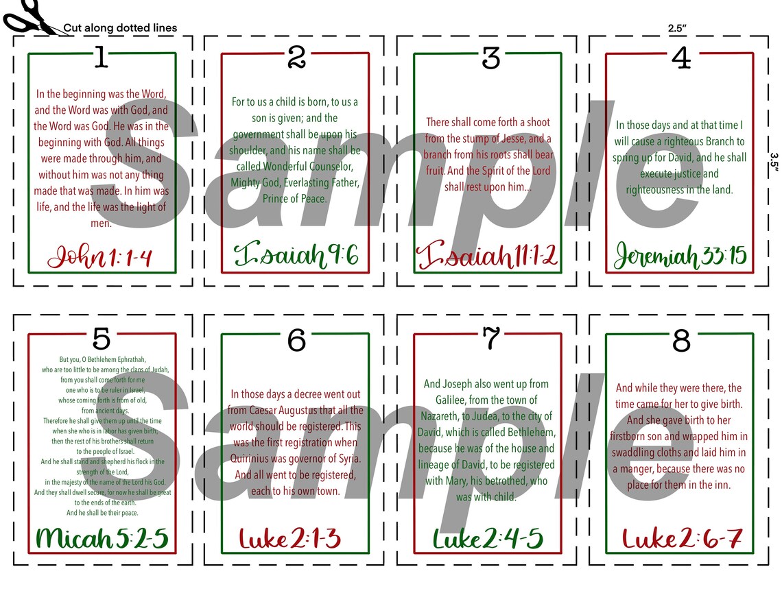 PRINTABLE Bible Verse Advent Cards | ESV | 2.5x3.5” | Christmas ...
