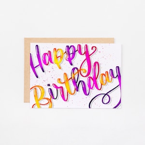 DRUCKBARE Happy Birthday Karte | 5x7 | Handlettered | Sofortiger Download PDF