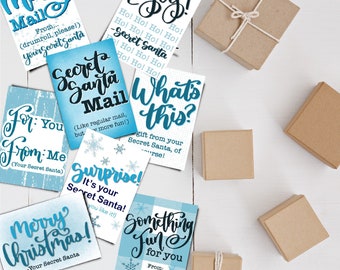 PRINTABLE Secret Santa Gift Tags | Blue Theme | Set of 8 | 2.5x3.5” Tags | Instant Download PDF