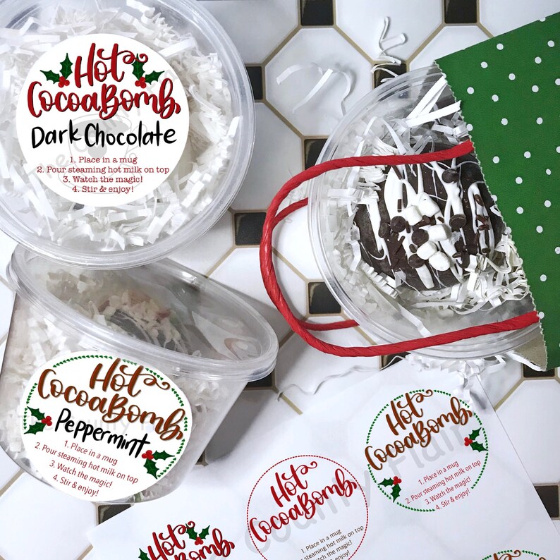 printable hot cocoa bomb round stickers 25 diameter etsy