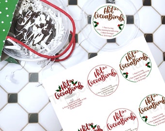 PRINTABLE Hot Cocoa Bomb Round Stickers | 2.5” Diameter | Labels | Instant Download PDF/PNG