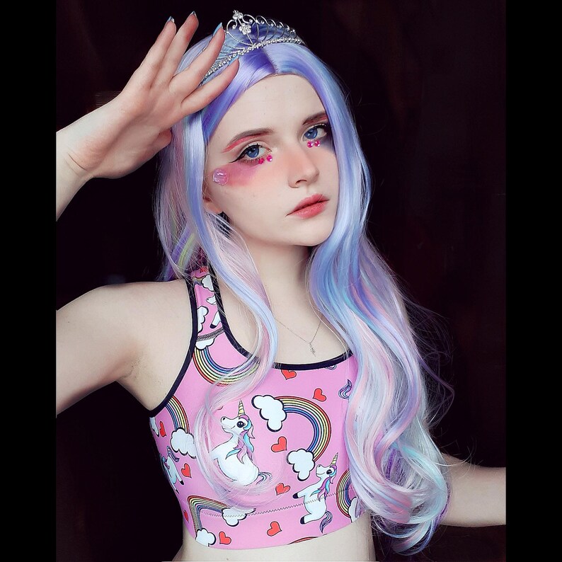 Kawaii Rainbow Unicorns Sports Bra Anime Cosplay Vibrant Etsy