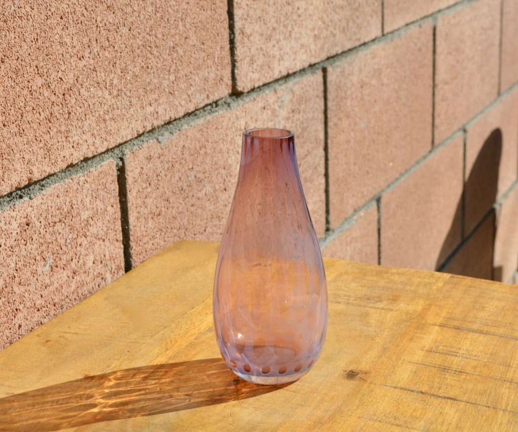 Vintage Small Etched Light Purple Glass Bud Vase Etsy