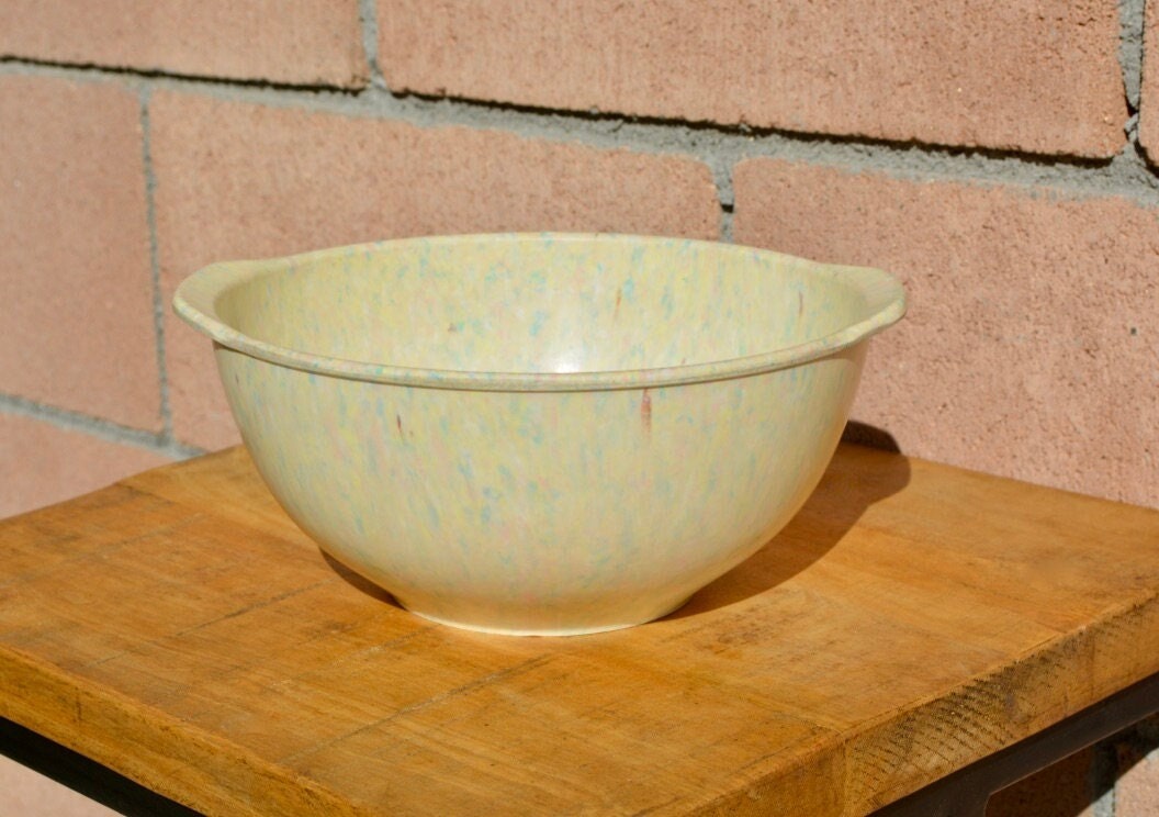 Large Speckled Brown Texas Ware Rimmed Mixing Bowl - Ruby Lane