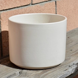 Vintage Gainey Ceramics White C-6 Cylinder Planter - LaVerne California Mid-Century Modern