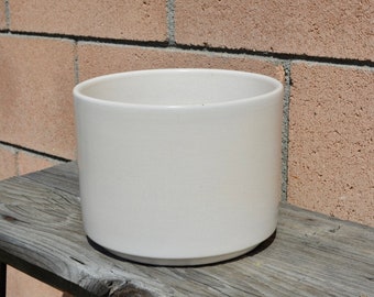 Vintage Gainey Ceramics Glossy White C-6 Cylinder Planter - LaVerne California Mid-Century Modern