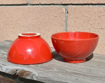 Pair of Two - Waechtersbach Red Ceramic 5 3/4" Bowls - Made in Germany