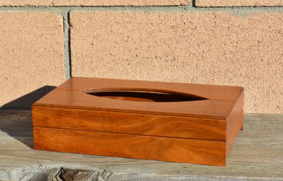 Vintage Mid-Century Rectangular Wood Tissue Box Cover