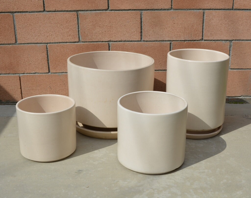 Gainey Ceramics Large Matte White Speckled Planters Laverne Etsy