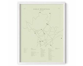 Eagle Mountain Trail Map Poster – Coquitlam BC Mountain Bike Wall Art – Vancouver MTB Trails