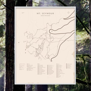 Poster édition spéciale du réseau de sentiers du mont Seymour, côte nord de Vancouver en Colombie-Britannique, cadeau fièrement canadien pour vététiste