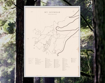 Mt. Seymour Trail Map Poster – Detailed Mountain Bike Wall Art – North Shore BC