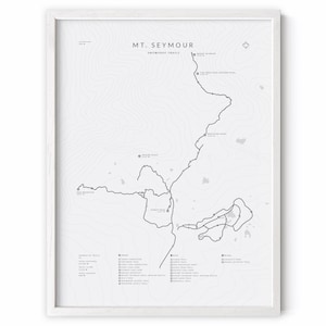 Mt. Seymour Snowshoe Road Map Poster, Vancouver's North Shore, Outdoor Abenteuer Wandkunst, stolzes kanadisches Geschenk für Schneeschuh-Enthusiasten