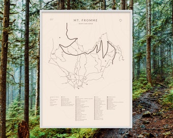 Mt. Fromme Trail Map Poster – Fathers Day Gift for Mountain Bikers & Trail Runners – MTB Wall Art – North Shore BC