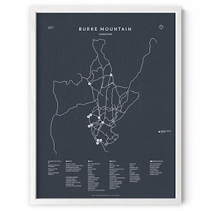 Affiche de carte du sentier de la montagne Burke, art mural aventure en plein air de Coquitlam, Colombie-Britannique, cadeau fièrement canadien pour les vététistes