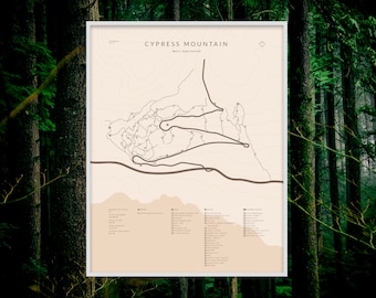 Cypress Mountain Trail Map Poster – Fathers Day Gift for Mountain Bikers & Trail Runners – MTB Wall Art – North Shore BC
