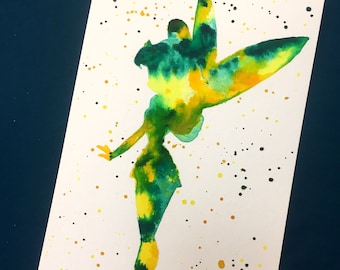 Tinker Bell Silhouette Watercolor