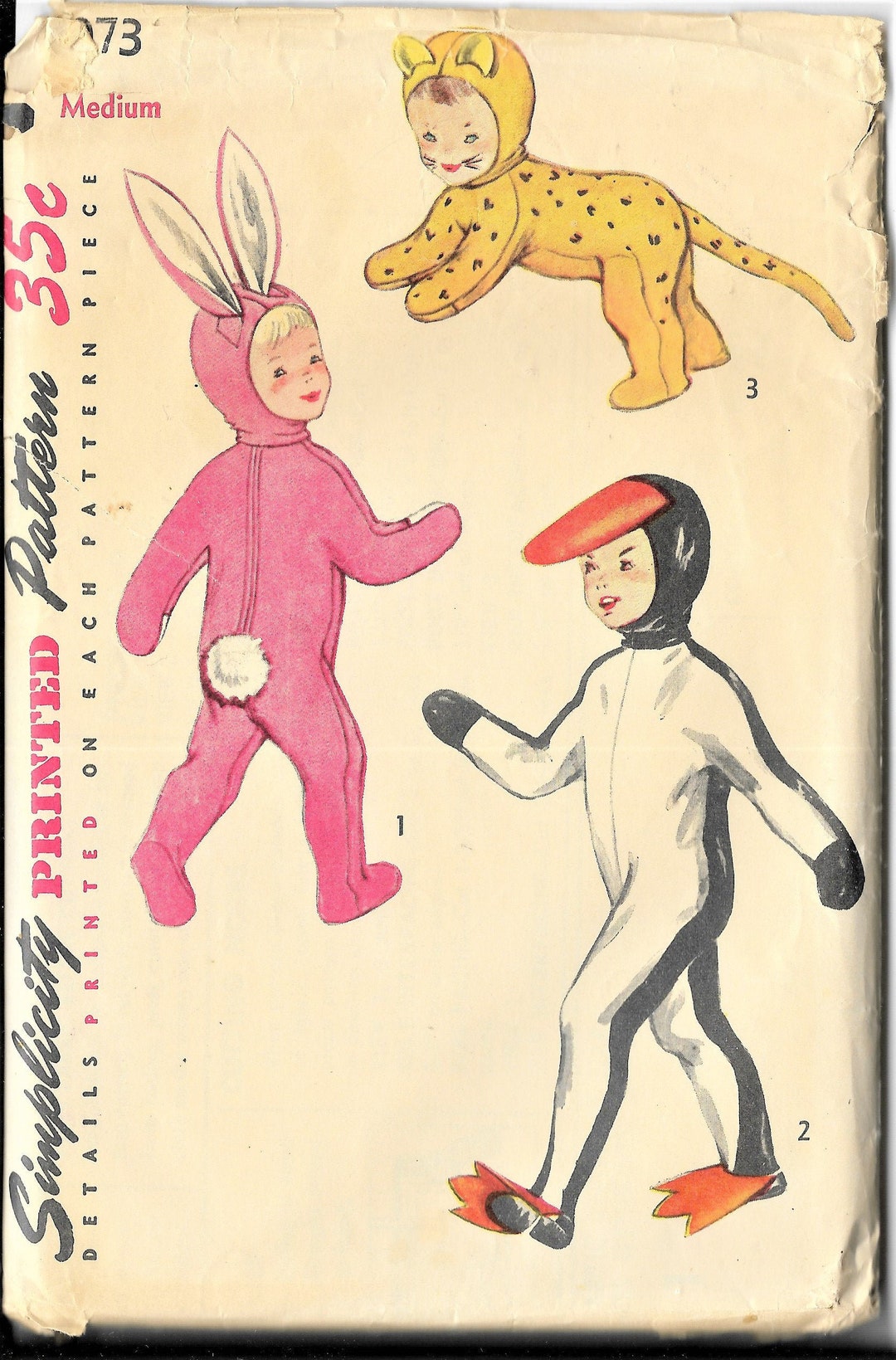 1940s Children's Animal Costume Sewing Pattern Size 6 7 8 Etsy