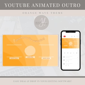 Orange Waves YouTube Outro | Animated YouTube Outro Video | Social Media Endscreen | YouTube Video Ending | Social Media Branding