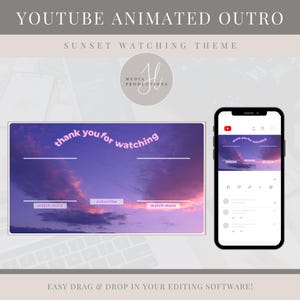 Purple Clouds Sunset YouTube Outro | Aesthetic YouTube Outro Video | Social Media Endscreen | YouTube Video Ending | Social Media Branding