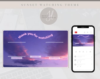Purple Clouds Sunset YouTube Outro | Aesthetic YouTube Outro Video | Social Media Endscreen | YouTube Video Ending | Social Media Branding