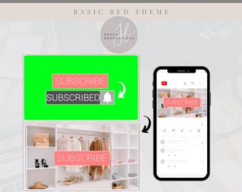 Animated Red YouTube Subscribe Button Green Screen | Green Screen Overlay | YouTube Editing Overlay | Social Media Branding
