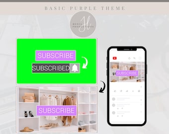 Animated Purple YouTube Subscribe Button Green Screen | Green Screen Overlay | YouTube Editing Overlay | Social Media Branding
