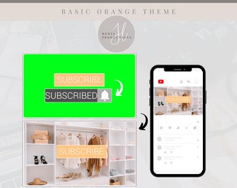 Animated Orange YouTube Subscribe Button Green Screen | Green Screen Overlay | YouTube Editing Overlay | Social Media Branding