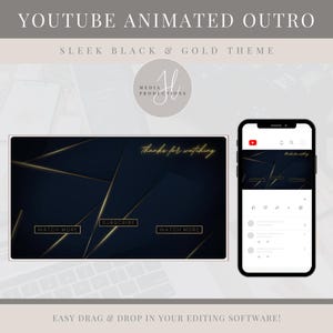 Sleek Black & Gold YouTube Endscreen | YouTube Outro Video | Social Media Endscreen | YouTube Video Ending | Social Media Branding