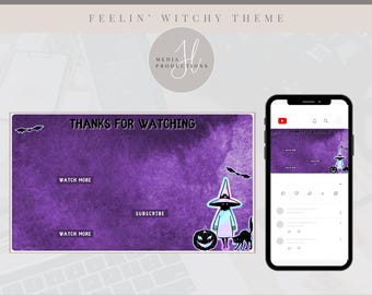 Animated Purple Halloween YouTube Outro | Spooky Witch YouTube Outro | Social Media Endscreen | YouTube Video Ending | Social Media Branding