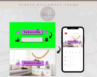 Animated Halloween Purple YouTube Subscribe/Like/Bell Button | Green Screen Overlay | YouTube Editing Overlay | Social Media Branding