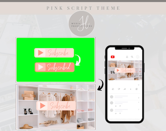 Animated Pink Script YouTube Subscribe Button Green Screen | Green Screen Overlay | YouTube Editing Overlay | Social Media Branding