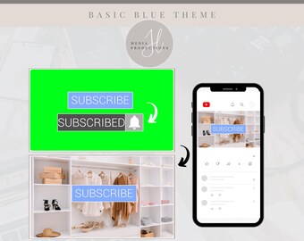 Animated Blue YouTube Subscribe Button Green Screen | Green Screen Overlay | YouTube Editing Overlay | Social Media Branding