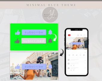 Animated Minimal Blue YouTube Subscribe/Like/Bell Button | Green Screen Overlay | YouTube Editing Overlay | Social Media Branding