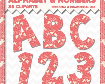 Valentine's Day Alphabet, Love Alphabet Clipart, Digital Letters, Number Clipart, Digital Alphabet, ABC Clipart, Love Font Clipart