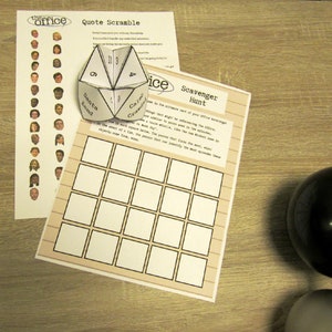 The Office - 2 Pack Activities - Quote Scramble and Scavenger Hunt - Office Party Games, Office Party Supplies, Office Party Printable