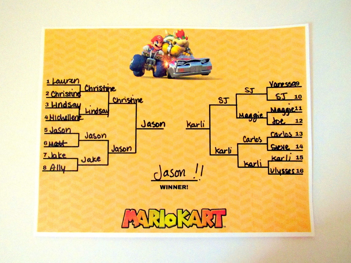Mario Kart Tournament Brackets 3 Brackets 6 Versions each | Etsy
